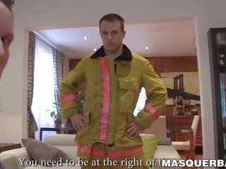 Sexy fireman masturbates immediately following a striptease