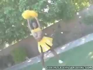 Charming Ebony Cheerleader Striptease